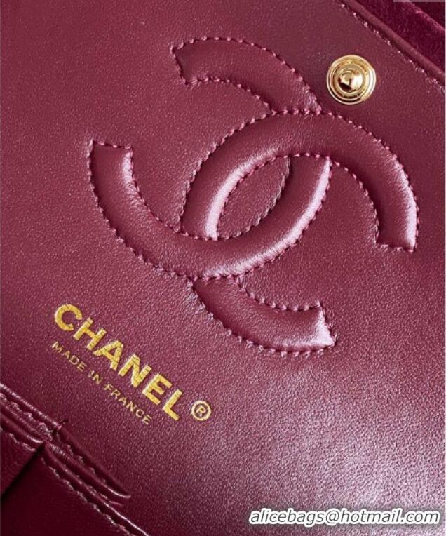 Pretty Style Chanel Suede Classic 11.12 Medium Flap bag A01112 Burgundy 2025