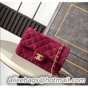 Pretty Style Chanel Suede Classic Mini Flap Bag A69900 Burgundy 2025