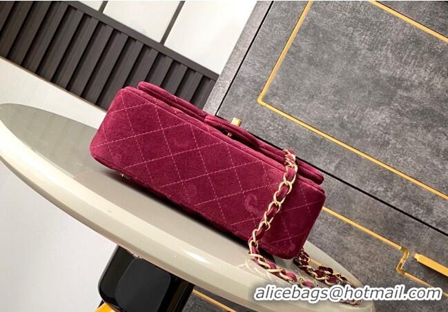 Pretty Style Chanel Suede Classic Mini Flap Bag A69900 Burgundy 2025