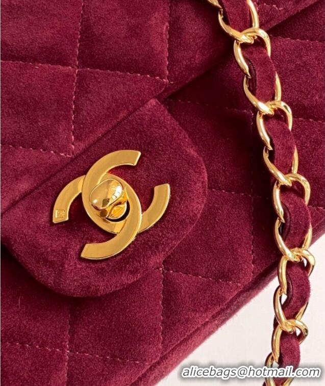 Pretty Style Chanel Suede Classic Mini Flap Bag A69900 Burgundy 2025