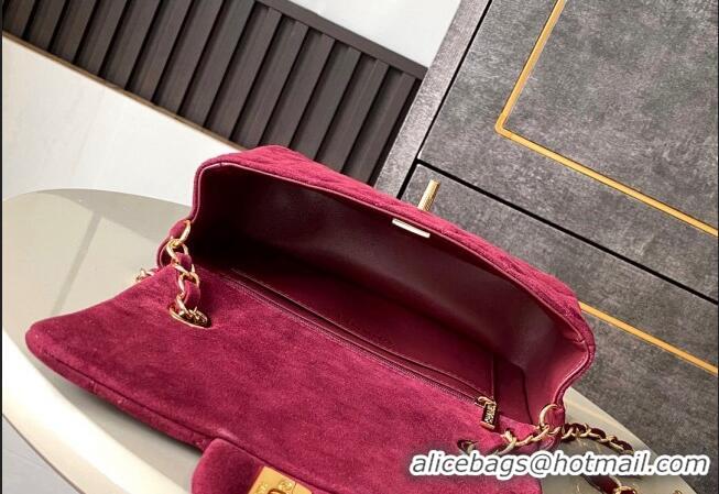 Pretty Style Chanel Suede Classic Mini Flap Bag A69900 Burgundy 2025