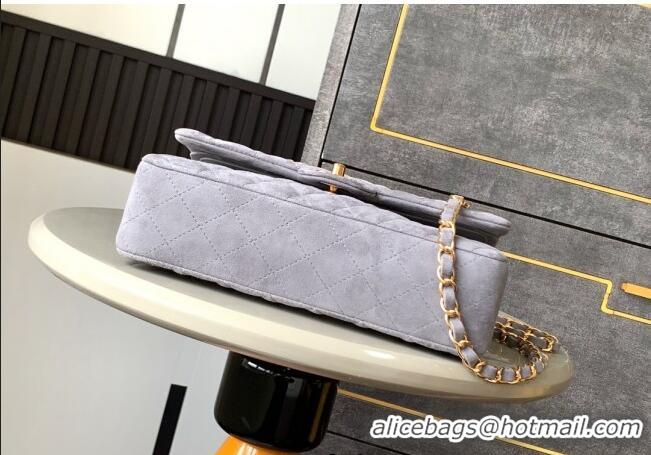 Hot Sell Cheap Chanel Suede Classic 11.12 Medium Flap bag A01112 Grey 2025