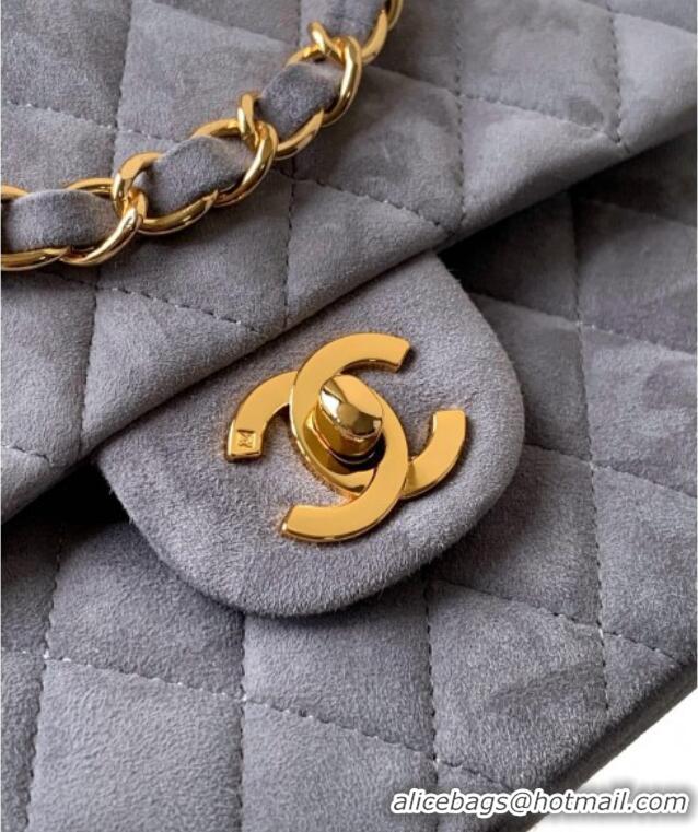 Hot Sell Cheap Chanel Suede Classic 11.12 Medium Flap bag A01112 Grey 2025