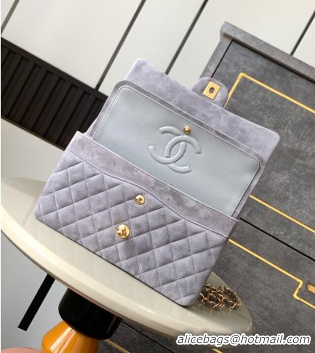 Hot Sell Cheap Chanel Suede Classic 11.12 Medium Flap bag A01112 Grey 2025