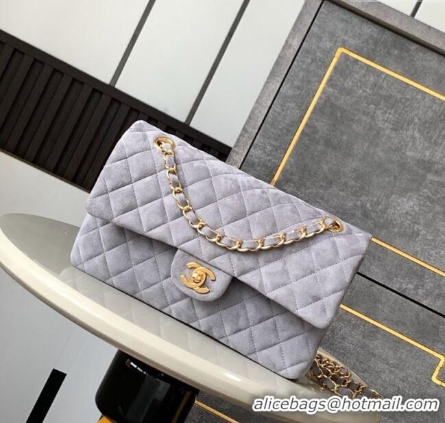 Hot Sell Cheap Chanel Suede Classic 11.12 Medium Flap bag A01112 Grey 2025