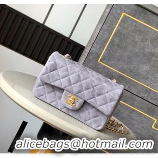 Pretty Style Chanel Suede Classic Mini Flap Bag A69900 Grey 2025