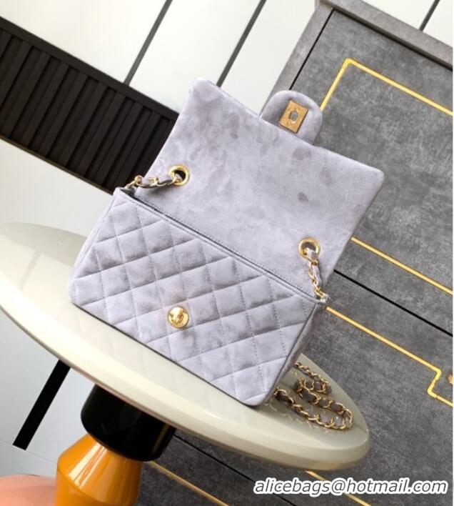 Pretty Style Chanel Suede Classic Mini Flap Bag A69900 Grey 2025