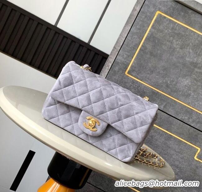 Pretty Style Chanel Suede Classic Mini Flap Bag A69900 Grey 2025