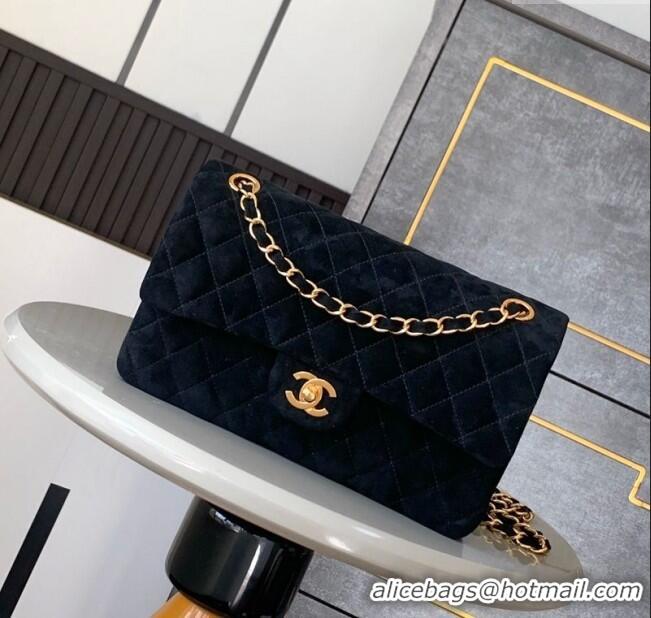 Trendy Design Chanel Suede Classic 11.12 Medium Flap bag A01112 Black 2025