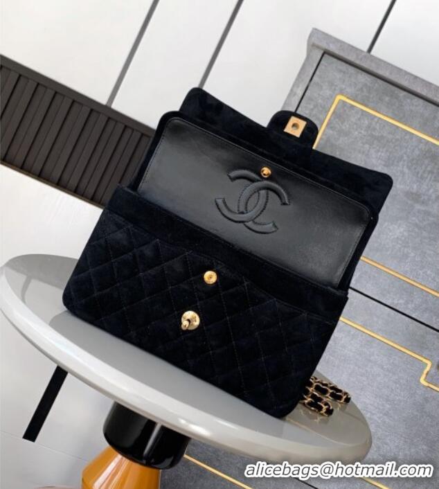 Trendy Design Chanel Suede Classic 11.12 Medium Flap bag A01112 Black 2025