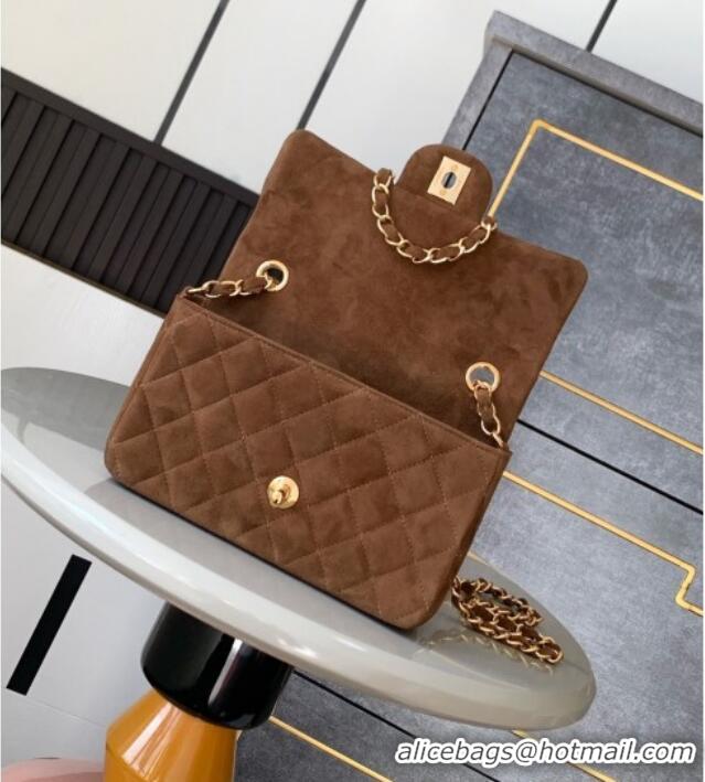 Top Grade Chanel Suede Classic Mini Flap Bag A69900 Brown 2025