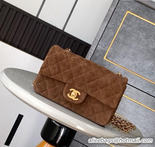 Top Grade Chanel Suede Classic Mini Flap Bag A69900 Brown 2025