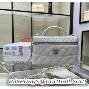 Reasonable Price Chanel Grained Calfskin Long Vanity Case with Chain AP4407 Light Grey 2025