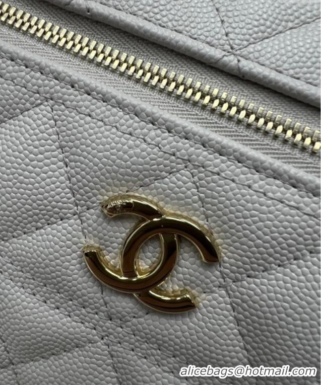 Reasonable Price Chanel Grained Calfskin Long Vanity Case with Chain AP4407 Light Grey 2025