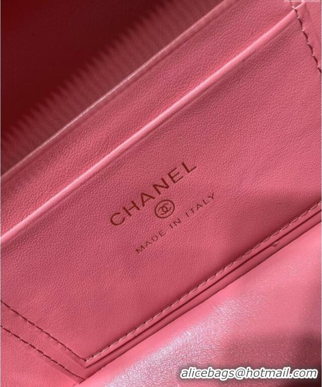 Best Quality Chanel Grained Calfskin Long Vanity Case with Chain AP4407 Light Pink 2025