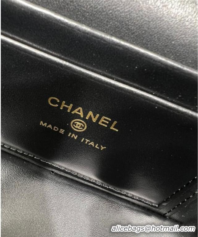 Top Grade Chanel Grained Calfskin Long Vanity Case with Chain AP4407 Black 2025