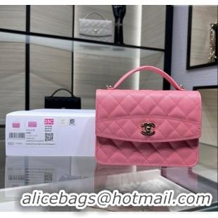 Top Design Chanel Grained Calfskin Clutch/Backpack Bag with Chain AP4406 Pink 2025