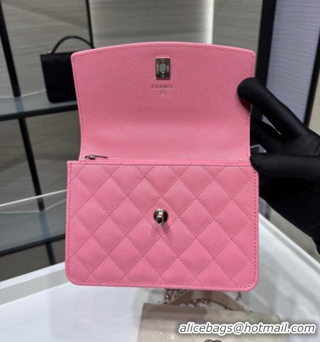 Top Design Chanel Grained Calfskin Clutch/Backpack Bag with Chain AP4406 Pink 2025