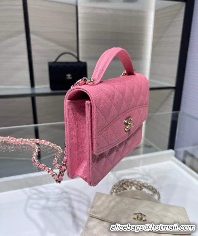 Top Design Chanel Grained Calfskin Clutch/Backpack Bag with Chain AP4406 Pink 2025