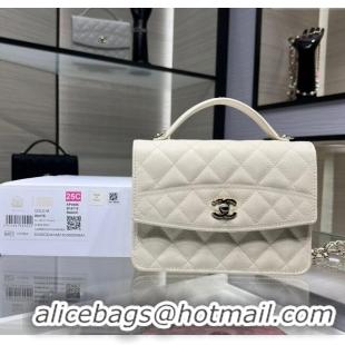 Luxury Discount Chanel Grained Calfskin Clutch/Backpack Bag with Chain AP4406 White 2025