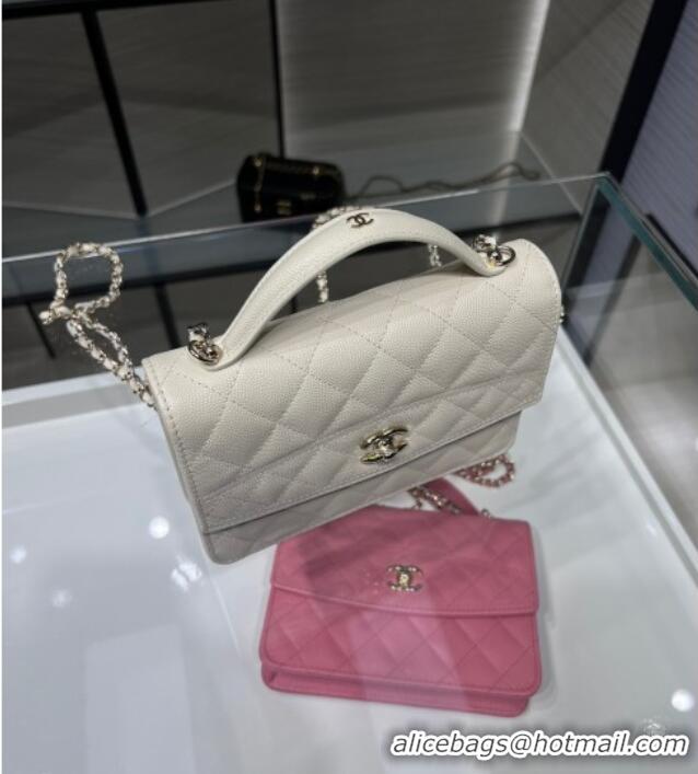 Luxury Discount Chanel Grained Calfskin Clutch/Backpack Bag with Chain AP4406 White 2025