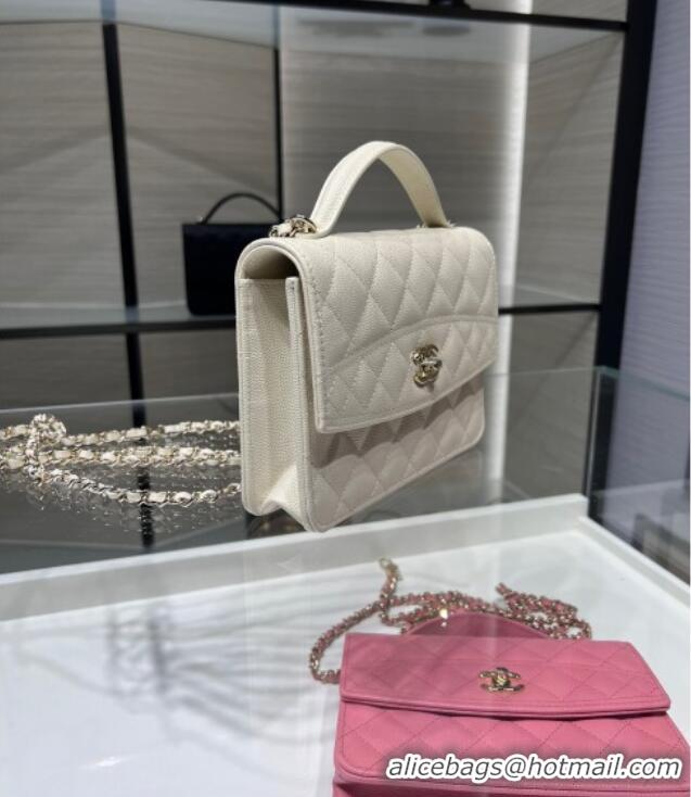 Luxury Discount Chanel Grained Calfskin Clutch/Backpack Bag with Chain AP4406 White 2025