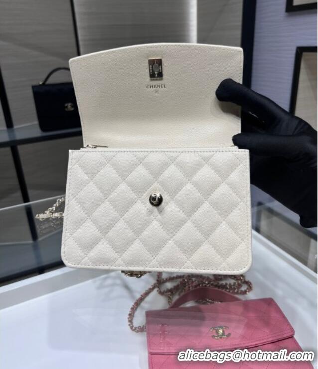 Luxury Discount Chanel Grained Calfskin Clutch/Backpack Bag with Chain AP4406 White 2025