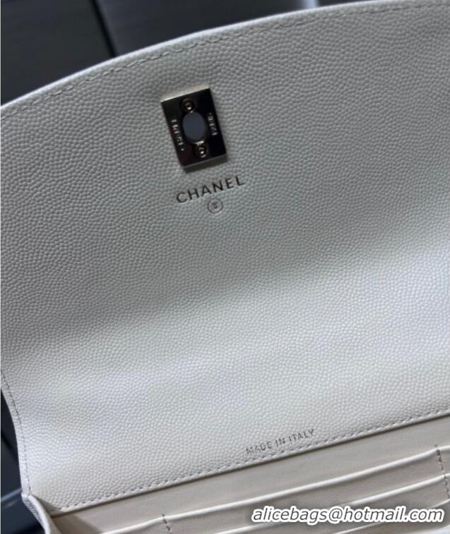 Luxury Discount Chanel Grained Calfskin Clutch/Backpack Bag with Chain AP4406 White 2025