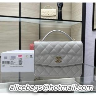 Top Grade Chanel Grained Calfskin Clutch/Backpack Bag with Chain AP4406 Light Grey 2025