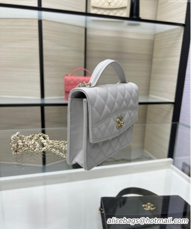 Top Grade Chanel Grained Calfskin Clutch/Backpack Bag with Chain AP4406 Light Grey 2025