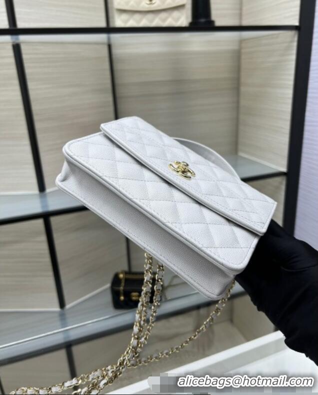 Top Grade Chanel Grained Calfskin Clutch/Backpack Bag with Chain AP4406 Light Grey 2025