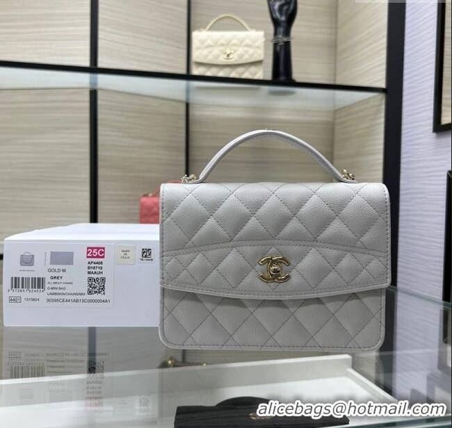 Top Grade Chanel Grained Calfskin Clutch/Backpack Bag with Chain AP4406 Light Grey 2025