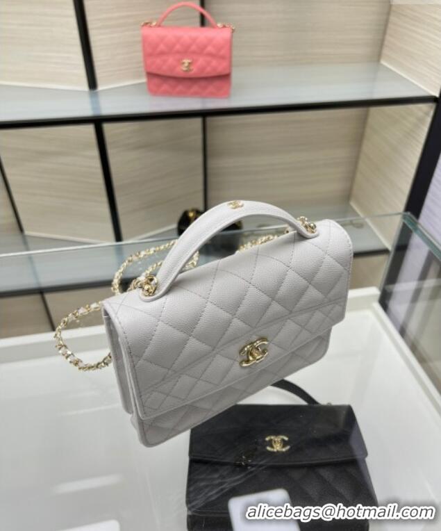 Top Grade Chanel Grained Calfskin Clutch/Backpack Bag with Chain AP4406 Light Grey 2025