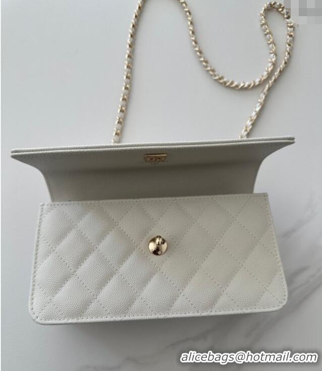 Luxury Cheap Chanel Grained Calfskin Clutch with Chain AP4402 White 2025