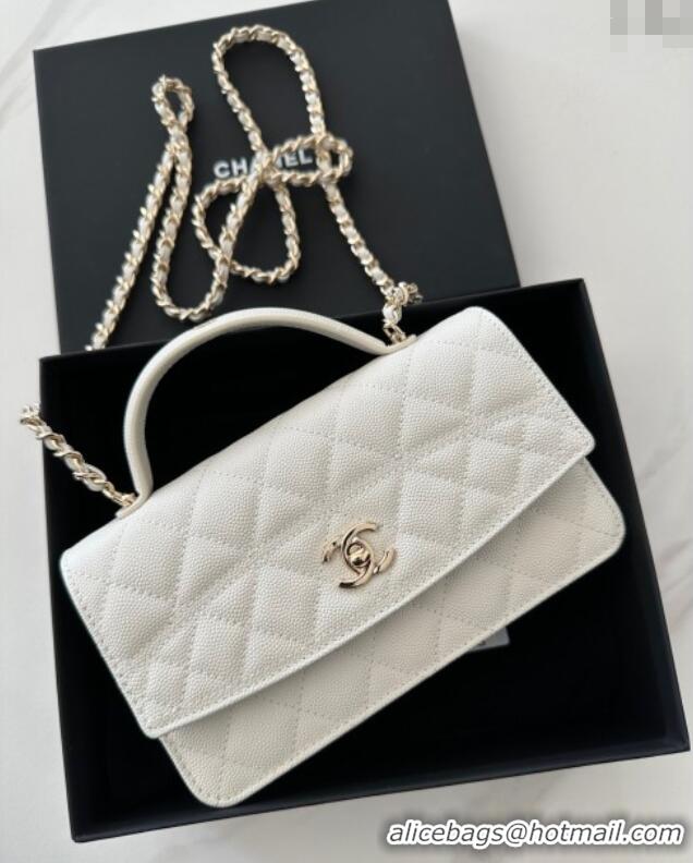 Luxury Cheap Chanel Grained Calfskin Clutch with Chain AP4402 White 2025