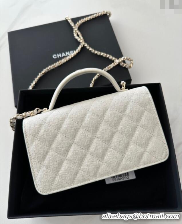 Luxury Cheap Chanel Grained Calfskin Clutch with Chain AP4402 White 2025