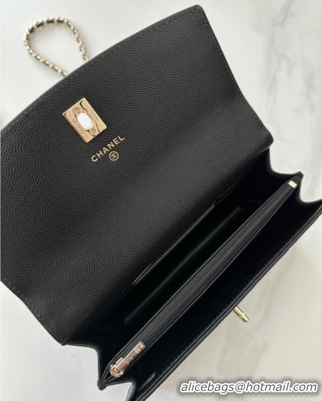 Good Quality Chanel Grained Calfskin Clutch with Chain AP4402 Black 2025