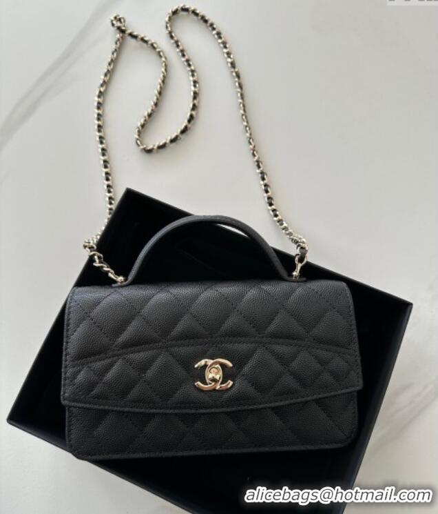 Good Quality Chanel Grained Calfskin Clutch with Chain AP4402 Black 2025