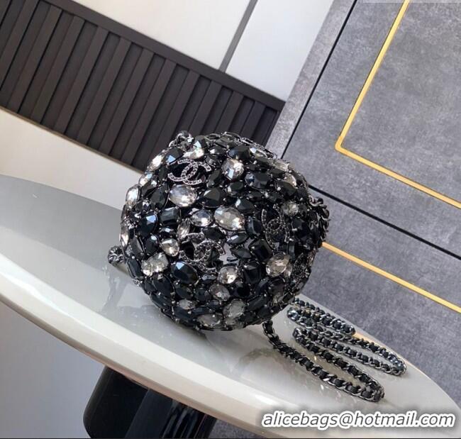 Famous Brand Chanel Sphere Round Evening bag with Strass 0113 Black 2025