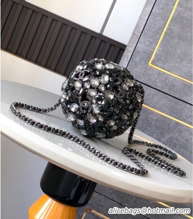 Famous Brand Chanel Sphere Round Evening bag with Strass 0113 Black 2025