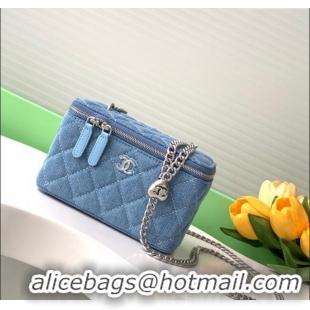 Super Quality Chanel Light Blue Denim Clutch with Chain and Heart AP3204 2025