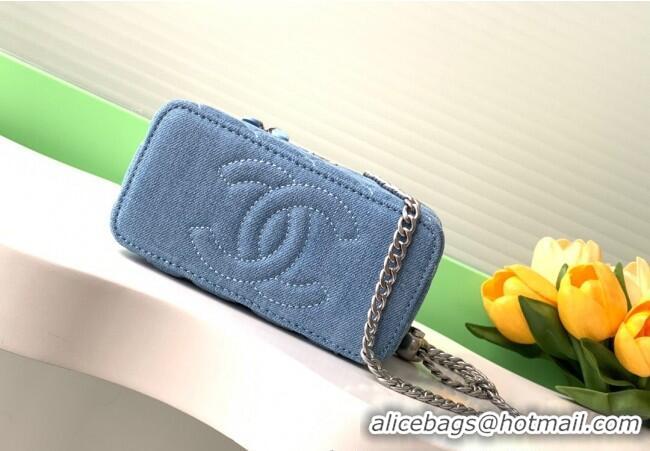 Super Quality Chanel Light Blue Denim Clutch with Chain and Heart AP3204 2025