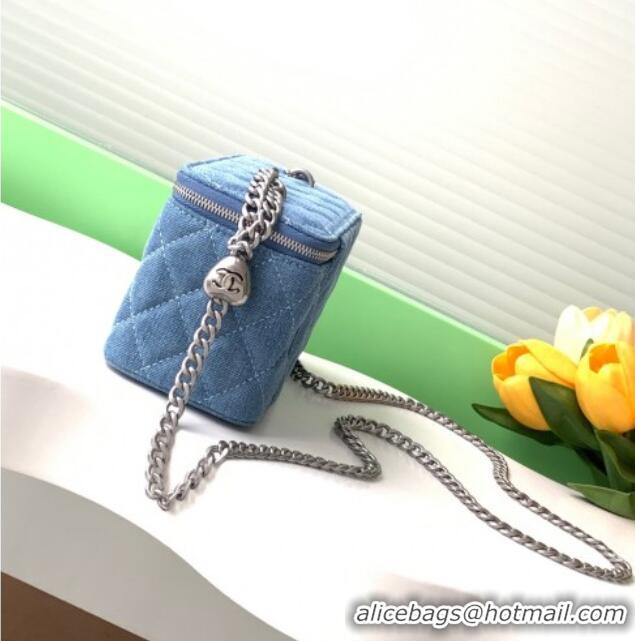 Super Quality Chanel Light Blue Denim Clutch with Chain and Heart AP3204 2025