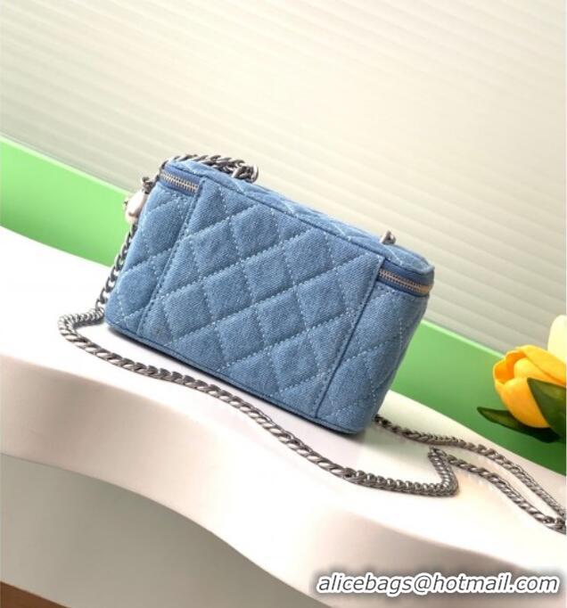 Super Quality Chanel Light Blue Denim Clutch with Chain and Heart AP3204 2025