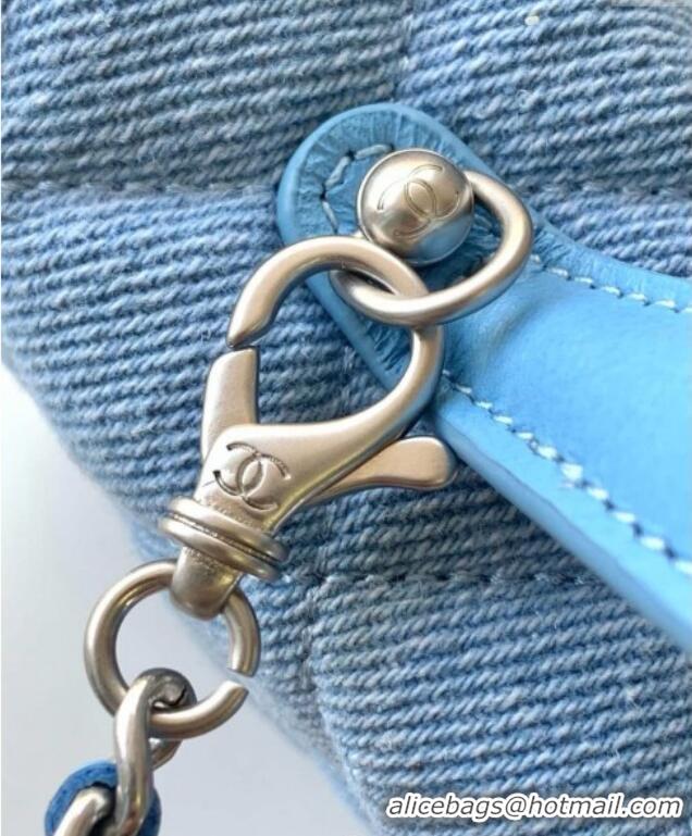 Top Quality Chanel Denim Long Vanity Case with Chain AP4407 Light Blue 2025