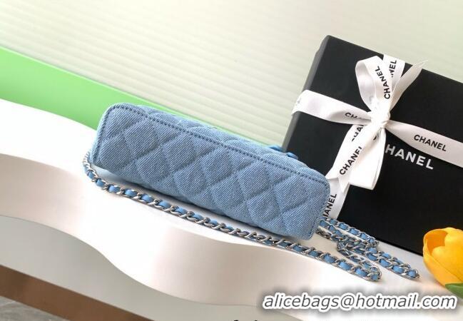 Top Quality Chanel Denim Long Vanity Case with Chain AP4407 Light Blue 2025