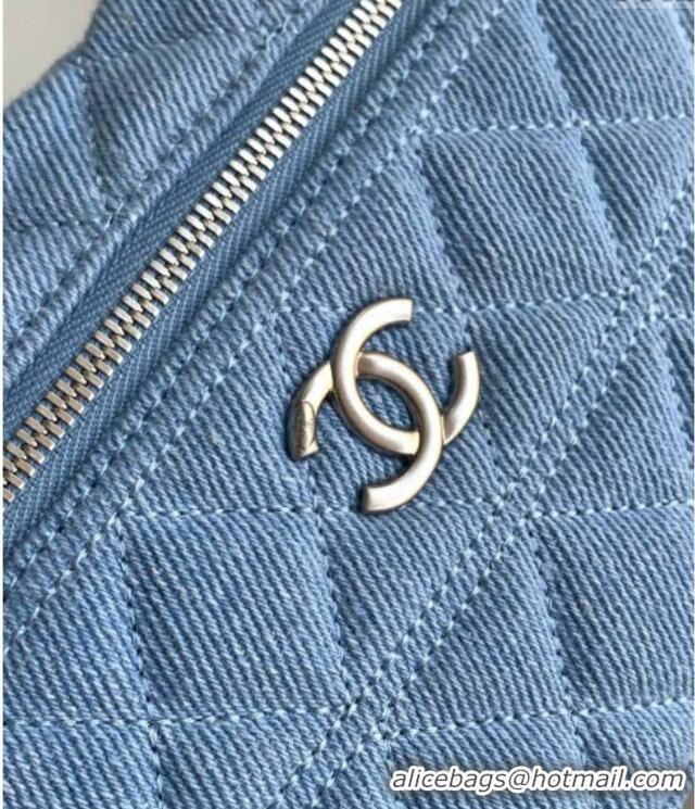 Top Quality Chanel Denim Long Vanity Case with Chain AP4407 Light Blue 2025