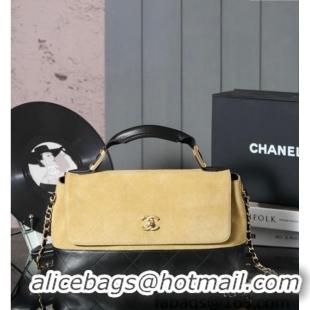 Promotional Chanel Quilted Suede and Calfskin Flap Bag with Top Handle 3036 Yellow/Black 2025