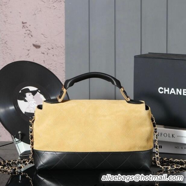 Promotional Chanel Quilted Suede and Calfskin Flap Bag with Top Handle 3036 Yellow/Black 2025