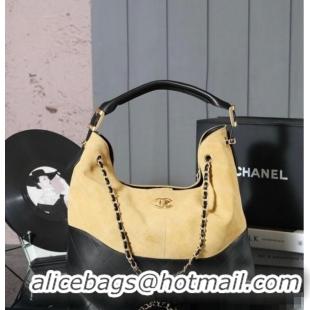 Top Quality Chanel Quilted Suede and Calfskin Hobo Bag 3037 Yellow/Black 2025